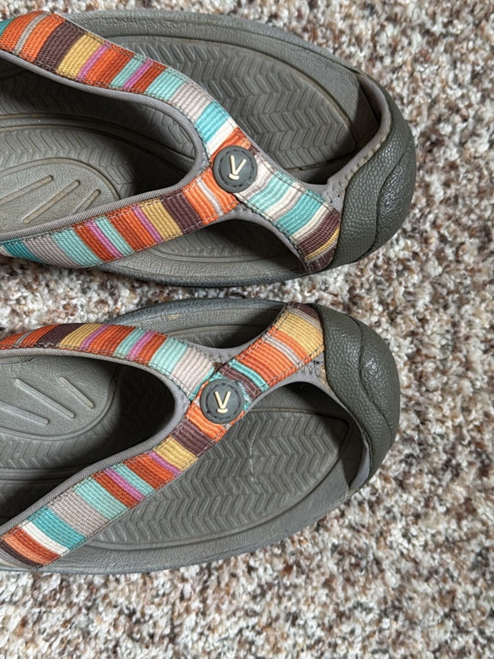 Keen Gray Sandals with Orange, Teal, Pink & Brown Straps - Picture 3 of 7